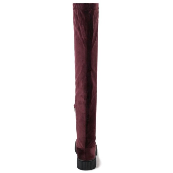 NWOT Burgundy "Lynbrook" Velvet Over the Knee Boot - Picture 3 of 5